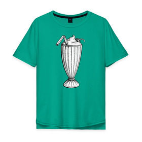 Мужская футболка хлопок Oversize с принтом 5$ Milkshake в Белгороде, 100% хлопок | свободный крой, круглый ворот, “спинка” длиннее передней части | Тематика изображения на принте: pulp fiction | винсент вега | криминальное чтиво | милкшейк | мия уоллес | пятидолларовый молочный коктейль