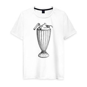 Мужская футболка хлопок с принтом 5$ Milkshake в Белгороде, 100% хлопок | прямой крой, круглый вырез горловины, длина до линии бедер, слегка спущенное плечо. | pulp fiction | винсент вега | криминальное чтиво | милкшейк | мия уоллес | пятидолларовый молочный коктейль