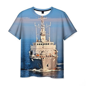 Мужская футболка 3D с принтом Тральщик в Белгороде, 100% полиэфир | прямой крой, круглый вырез горловины, длина до линии бедер | Тематика изображения на принте: балтийское море | корабль | судно | флот