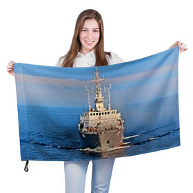 Флаг 3D с принтом Тральщик в Белгороде, 100% полиэстер | плотность ткани — 95 г/м2, размер — 67 х 109 см. Принт наносится с одной стороны | балтийское море | корабль | судно | флот