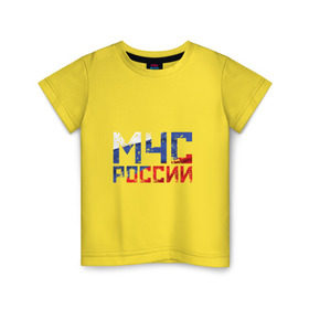 Детская футболка хлопок с принтом МЧС России в Белгороде, 100% хлопок | круглый вырез горловины, полуприлегающий силуэт, длина до линии бедер | авария | пожар | пожарные | россия | рф | служба спасения | спасатель | триколор | флаг | чрезвычайные ситуации