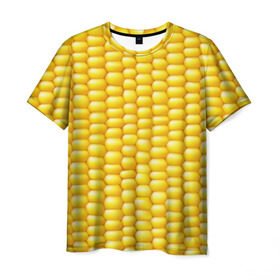 Мужская футболка 3D с принтом Сладкая вареная кукуруза в Белгороде, 100% полиэфир | прямой крой, круглый вырез горловины, длина до линии бедер | еда | кукуруза
