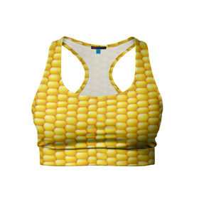 Женский спортивный топ 3D с принтом Сладкая вареная кукуруза в Белгороде, 82% полиэстер, 18% спандекс Ткань безопасна для здоровья, позволяет коже дышать, не мнется и не растягивается |  | еда | кукуруза