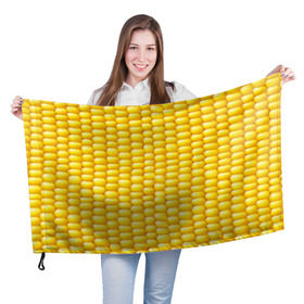 Флаг 3D с принтом Сладкая вареная кукуруза в Белгороде, 100% полиэстер | плотность ткани — 95 г/м2, размер — 67 х 109 см. Принт наносится с одной стороны | еда | кукуруза