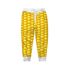 Детские брюки 3D с принтом Сладкая вареная кукуруза в Белгороде, 100% полиэстер | манжеты по низу, эластичный пояс регулируется шнурком, по бокам два кармана без застежек, внутренняя часть кармана из мелкой сетки | еда | кукуруза