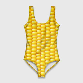 Купальник-боди 3D с принтом Сладкая вареная кукуруза в Белгороде, 82% полиэстер, 18% эластан | Круглая горловина, круглый вырез на спине | еда | кукуруза