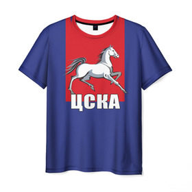 Мужская футболка 3D с принтом ЦСКА в Белгороде, 100% полиэфир | прямой крой, круглый вырез горловины, длина до линии бедер | cska | болельщик | кони | красно синий | москва | фанат | футбол | футболист