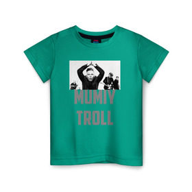 Детская футболка хлопок с принтом Мумий Тролль 2 в Белгороде, 100% хлопок | круглый вырез горловины, полуприлегающий силуэт, длина до линии бедер | илья лагутенко | мумий тролль | русский рок.