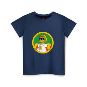 Детская футболка хлопок с принтом Раста-симпсоны в Белгороде, 100% хлопок | круглый вырез горловины, полуприлегающий силуэт, длина до линии бедер | homer | one love | simpson | simpsons | simson | the simpsoms | гомер | крутой | растаман | симпсон | симпсоны | хиппи