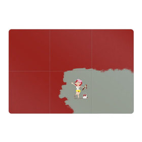 Магнитный плакат 3Х2 с принтом Рыжая красит в красный в Белгороде, Полимерный материал с магнитным слоем | 6 деталей размером 9*9 см | Тематика изображения на принте:  банка | девушка | женщина | капли | кисточка | кисть | краска | красная | маляр | мульт | мультяшка | недокрашенная | прикол | рыжеволосая | следы | строитель