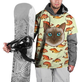 Накидка на куртку 3D с принтом Котик в рыбках! в Белгороде, 100% полиэстер |  | животные | коты | котэ | котята | милые животные | прикольные | рыба | рыбки | цветные | яркие