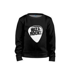 Детский свитшот хлопок с принтом Ibiza Rocks Black & White в Белгороде, 100% хлопок | круглый вырез горловины, эластичные манжеты, пояс и воротник | dj | ibiza | pink | rocks | вечеринка | гламур | диджей | дизайн | ибица | клуб | мода | остров | отпуск | пафос | путешествие | рок | стиль