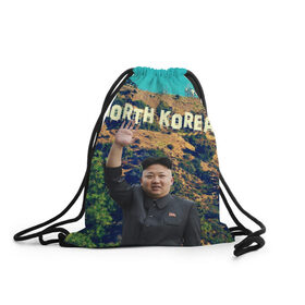 Рюкзак-мешок 3D с принтом NORTH KOREA в Белгороде, 100% полиэстер | плотность ткани — 200 г/м2, размер — 35 х 45 см; лямки — толстые шнурки, застежка на шнуровке, без карманов и подкладки | hollywood | kim jong un | north korea | ким чен ын | северная корея