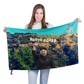 Флаг 3D с принтом NORTH KOREA в Белгороде, 100% полиэстер | плотность ткани — 95 г/м2, размер — 67 х 109 см. Принт наносится с одной стороны | hollywood | kim jong un | north korea | ким чен ын | северная корея