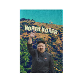 Обложка для паспорта матовая кожа с принтом NORTH KOREA в Белгороде, натуральная матовая кожа | размер 19,3 х 13,7 см; прозрачные пластиковые крепления | hollywood | kim jong un | north korea | ким чен ын | северная корея