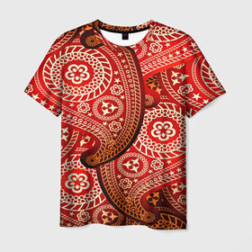 Мужская футболка 3D с принтом Турецкий огурец в Белгороде, 100% полиэфир | прямой крой, круглый вырез горловины, длина до линии бедер | 3d | абстракция | арт | индийский | турецкий огурец | узор | фигуры | цветы