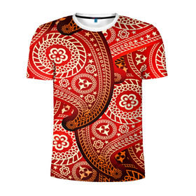Мужская футболка 3D спортивная с принтом Турецкий огурец в Белгороде, 100% полиэстер с улучшенными характеристиками | приталенный силуэт, круглая горловина, широкие плечи, сужается к линии бедра | 3d | абстракция | арт | индийский | турецкий огурец | узор | фигуры | цветы