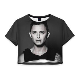 Женская футболка 3D укороченная с принтом Звери в Белгороде, 100% полиэстер | круглая горловина, длина футболки до линии талии, рукава с отворотами | звери | поп рок | рома зверь | роман билык