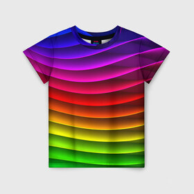 Детская футболка 3D с принтом Радужные цвета в Белгороде, 100% гипоаллергенный полиэфир | прямой крой, круглый вырез горловины, длина до линии бедер, чуть спущенное плечо, ткань немного тянется | Тематика изображения на принте: радуга | цвет