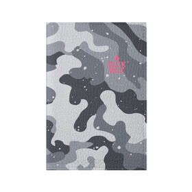 Обложка для паспорта матовая кожа с принтом BLCK MLK PINKY в Белгороде, натуральная матовая кожа | размер 19,3 х 13,7 см; прозрачные пластиковые крепления | Тематика изображения на принте: black | camo | camouflagem | collection | milk | камо | камуфляж