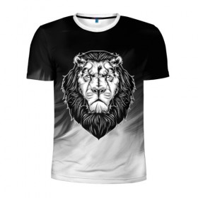 Мужская футболка 3D спортивная с принтом Лев в Белгороде, 100% полиэстер с улучшенными характеристиками | приталенный силуэт, круглая горловина, широкие плечи, сужается к линии бедра | 3d | арт | голова животного | король | лев | природа | сила | царь
