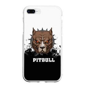 Чехол для iPhone 7Plus/8 Plus матовый с принтом Pitbull в Белгороде, Силикон | Область печати: задняя сторона чехла, без боковых панелей | 3d | dog | pitbull | абстракция | животные | краска | собака | черно белый