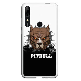 Чехол для Honor P Smart Z с принтом Pitbull в Белгороде, Силикон | Область печати: задняя сторона чехла, без боковых панелей | 3d | dog | pitbull | абстракция | животные | краска | собака | черно белый