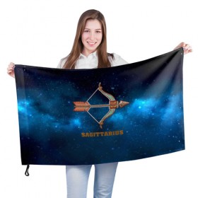 Флаг 3D с принтом Стрелец в Белгороде, 100% полиэстер | плотность ткани — 95 г/м2, размер — 67 х 109 см. Принт наносится с одной стороны | звезды | космос | созвездие