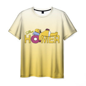 Мужская футболка 3D с принтом Гомер Симпсон в Белгороде, 100% полиэфир | прямой крой, круглый вырез горловины, длина до линии бедер | homer | simpsons | гомер | пончик | симпсоны