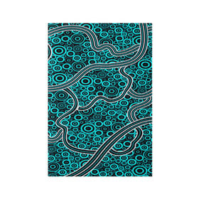 Обложка для паспорта матовая кожа с принтом Aboriginal pattern в Белгороде, натуральная матовая кожа | размер 19,3 х 13,7 см; прозрачные пластиковые крепления | абстракции | арт | волны | узор | фигуры