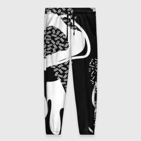 Женские брюки 3D с принтом Черно-белый узор в Белгороде, полиэстер 100% | прямой крой, два кармана без застежек по бокам, с мягкой трикотажной резинкой на поясе и по низу штанин. В поясе для дополнительного комфорта — широкие завязки | abstraction | абстракция | геометрия | грани | линии | полигоны | сочетания | текстура | узоры | черно белый