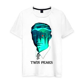 Мужская футболка хлопок с принтом Twin Peaks в Белгороде, 100% хлопок | прямой крой, круглый вырез горловины, длина до линии бедер, слегка спущенное плечо. | арт | дейл купер | сериал | твин пикс | фильм