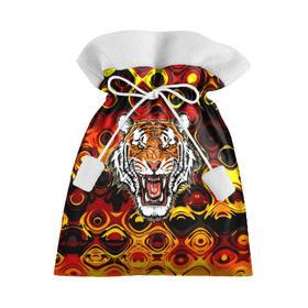 Подарочный 3D мешок с принтом Тигр в Белгороде, 100% полиэстер | Размер: 29*39 см | 3d | abstraction | tiger | абстракция | голова животного | клыки | котята | кошки | крик | полосатый | тигр