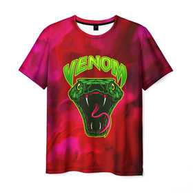 Мужская футболка 3D с принтом Venom в Белгороде, 100% полиэфир | прямой крой, круглый вырез горловины, длина до линии бедер | 3d | venom | змеи | кожа змеи | монстр | яд | язык