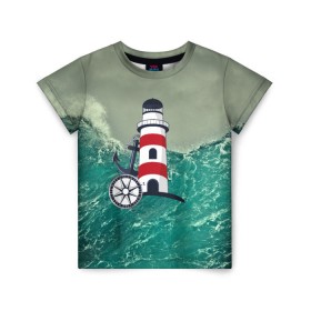 Детская футболка 3D с принтом Морской в Белгороде, 100% гипоаллергенный полиэфир | прямой крой, круглый вырез горловины, длина до линии бедер, чуть спущенное плечо, ткань немного тянется | 3d | blue | брызги | вмф | вода | военный | волны | исторический | капли | корабль | лето | море | моряк | океан | природа | фрегат | шторм