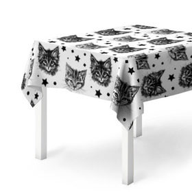 Скатерть 3D с принтом Котики в Белгороде, 100% полиэстер (ткань не мнется и не растягивается) | Размер: 150*150 см | звезды | кот | котенок | котик | котики | котята | кошка | орнамент | узор
