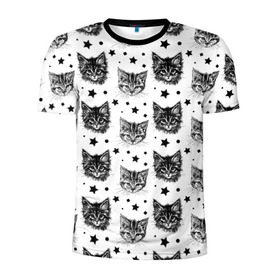 Мужская футболка 3D спортивная с принтом Котики в Белгороде, 100% полиэстер с улучшенными характеристиками | приталенный силуэт, круглая горловина, широкие плечи, сужается к линии бедра | звезды | кот | котенок | котик | котики | котята | кошка | орнамент | узор
