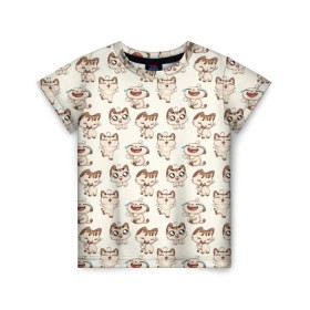 Детская футболка 3D с принтом Стикеры котик в Белгороде, 100% гипоаллергенный полиэфир | прямой крой, круглый вырез горловины, длина до линии бедер, чуть спущенное плечо, ткань немного тянется | vk | вк | вконтакте | кот | котик | стикеры
