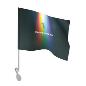 Флаг для автомобиля с принтом Imagine Dragons в Белгороде, 100% полиэстер | Размер: 30*21 см | demons | evolve | mirrors | radioactive | драконы | космос | музыка | нло | ночь | поп | радуга | рок | свет