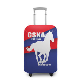 Чехол для чемодана 3D с принтом CSKA est. 1911 в Белгороде, 86% полиэфир, 14% спандекс | двустороннее нанесение принта, прорези для ручек и колес | армейцы | болельщик | кони | красно синие | фанат | футбол | футболист | цска