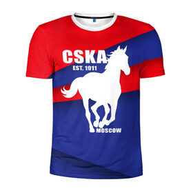 Мужская футболка 3D спортивная с принтом CSKA est. 1911 в Белгороде, 100% полиэстер с улучшенными характеристиками | приталенный силуэт, круглая горловина, широкие плечи, сужается к линии бедра | армейцы | болельщик | кони | красно синие | фанат | футбол | футболист | цска