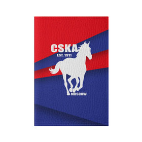 Обложка для паспорта матовая кожа с принтом CSKA est. 1911 в Белгороде, натуральная матовая кожа | размер 19,3 х 13,7 см; прозрачные пластиковые крепления | армейцы | болельщик | кони | красно синие | фанат | футбол | футболист | цска
