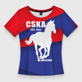 Женская футболка 3D Slim с принтом CSKA est. 1911 в Белгороде,  |  | армейцы | болельщик | кони | красно синие | фанат | футбол | футболист | цска