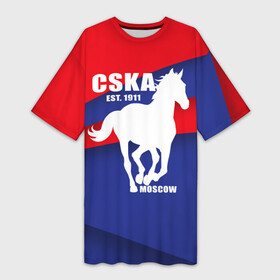 Платье-футболка 3D с принтом CSKA est. 1911 в Белгороде,  |  | Тематика изображения на принте: армейцы | болельщик | кони | красно синие | фанат | футбол | футболист | цска