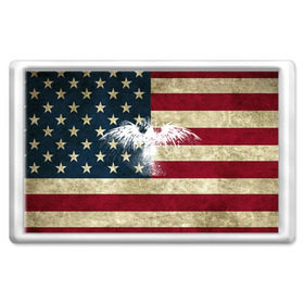 Магнит 45*70 с принтом Флаг США с белым орлом в Белгороде, Пластик | Размер: 78*52 мм; Размер печати: 70*45 | Тематика изображения на принте: usa | америка | американец | америки | звездно полосатый | необычный | нью йорк | орел | соединенные | сша | флаг | штаты | янки