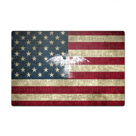 Пазл магнитный 126 элементов с принтом Флаг США с белым орлом в Белгороде, полимерный материал с магнитным слоем | 126 деталей, размер изделия —  180*270 мм | usa | америка | американец | америки | звездно полосатый | необычный | нью йорк | орел | соединенные | сша | флаг | штаты | янки