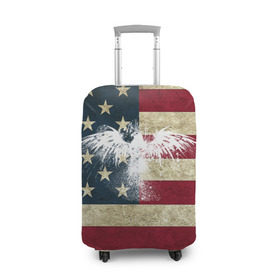 Чехол для чемодана 3D с принтом Флаг США с белым орлом в Белгороде, 86% полиэфир, 14% спандекс | двустороннее нанесение принта, прорези для ручек и колес | Тематика изображения на принте: usa | америка | американец | америки | звездно полосатый | необычный | нью йорк | орел | соединенные | сша | флаг | штаты | янки