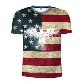 Мужская футболка 3D спортивная с принтом Флаг США с белым орлом в Белгороде, 100% полиэстер с улучшенными характеристиками | приталенный силуэт, круглая горловина, широкие плечи, сужается к линии бедра | usa | америка | американец | америки | звездно полосатый | необычный | нью йорк | орел | соединенные | сша | флаг | штаты | янки