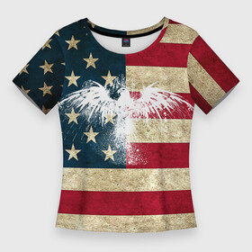 Женская футболка 3D Slim с принтом Флаг США с белым орлом в Белгороде,  |  | usa | америка | американец | америки | звездно полосатый | необычный | нью йорк | орел | соединенные | сша | флаг | штаты | янки