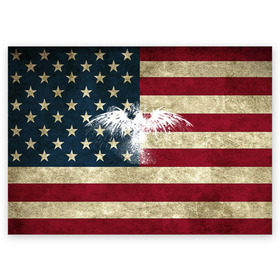 Поздравительная открытка с принтом Флаг США с белым орлом в Белгороде, 100% бумага | плотность бумаги 280 г/м2, матовая, на обратной стороне линовка и место для марки
 | Тематика изображения на принте: usa | америка | американец | америки | звездно полосатый | необычный | нью йорк | орел | соединенные | сша | флаг | штаты | янки